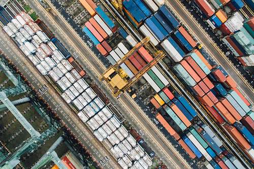 container assorted shipping trailers in port cargo